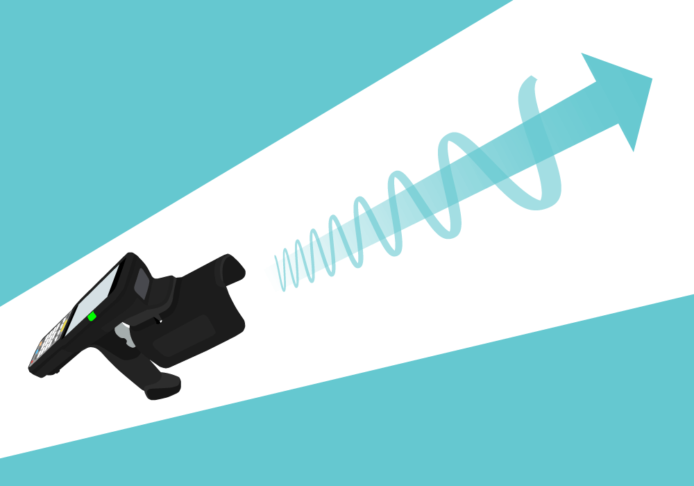 照射イメージ（直線偏波）：波状にまっすぐ電波を照射します