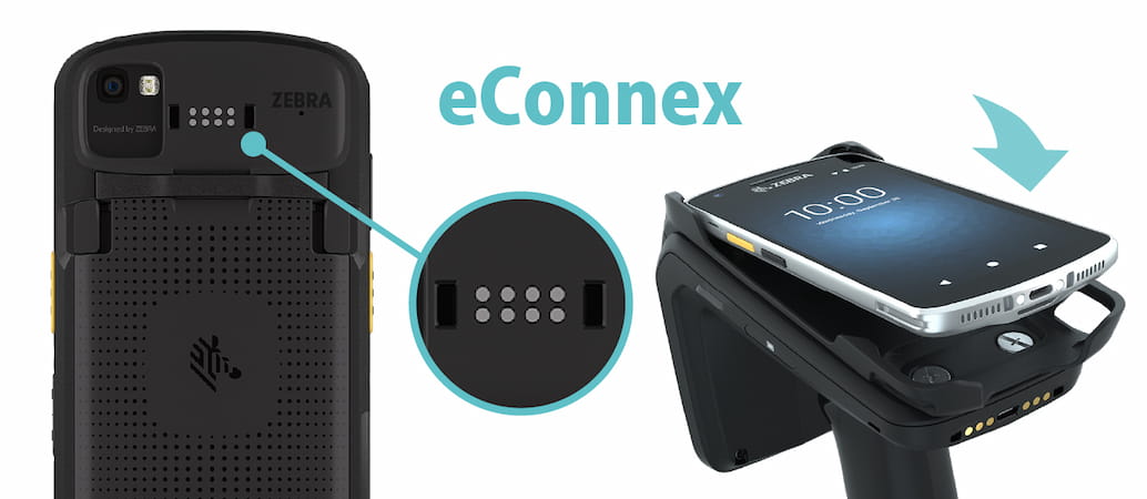 高性能Androidデバイスをワンタッチで取り付けでき、快適な通信が行えます。eConnex端子を採用し、対応端末の拡張を将来的にサポートします。